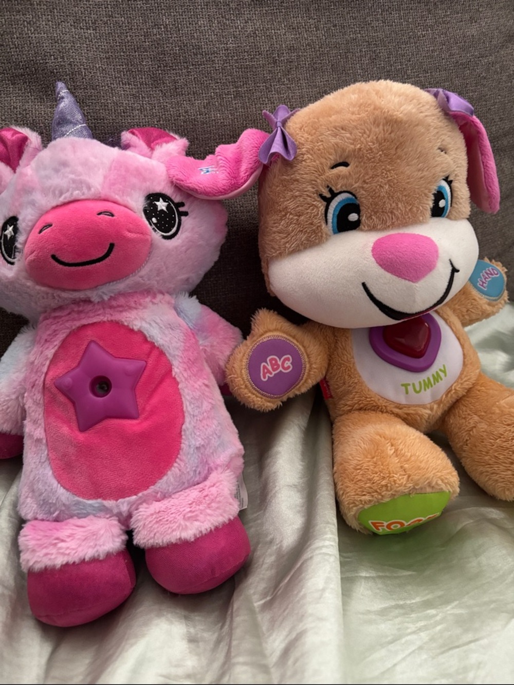 Pink Unicorn and Brown Puppy Plush Toy Duo - Interactive Learning Toys